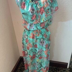 Floral Maxi Dress in Green and Red